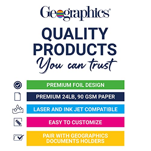 Geographics Blank Award Certificate Paper, 8.5 X 11", Premium Gold Foil & Kensington Blue Border Design (Pack Of 15) #TOP3