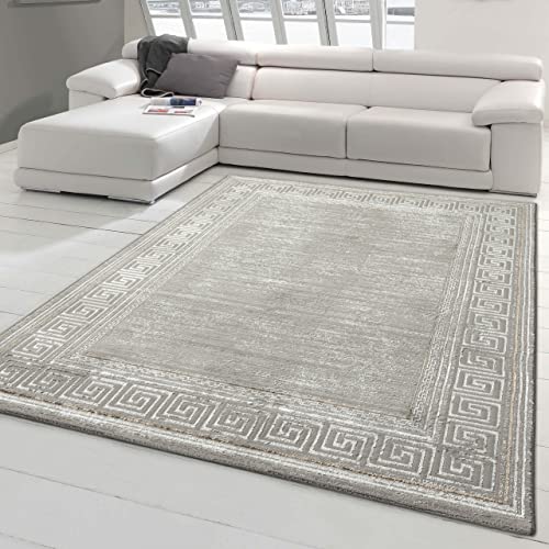 Teppich-Traum Schlichter Teppich Flur Wohn- & Schlafzimmer dezentes orientalisches Muster grau...