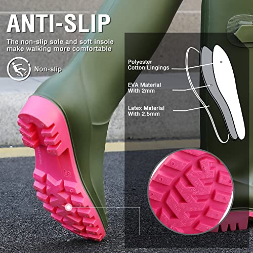 Rain Boots for Women, Waterproof Knee-high Rubber Boots, Comfortable Lightweight Garden Boots Keep Warm Work Tall Fishing Boots for Outdoor3