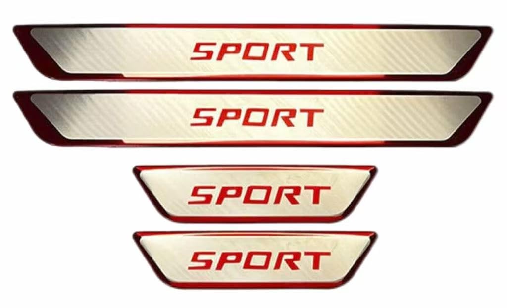 LVJINXIFAFA 4 Pcs Car Door Sill Stickers for Mazda 6e 2025, Stainless Steel Door Sill Protectors Scuff Plate Guard Strip Auto Accessories,Red Glossy Finish