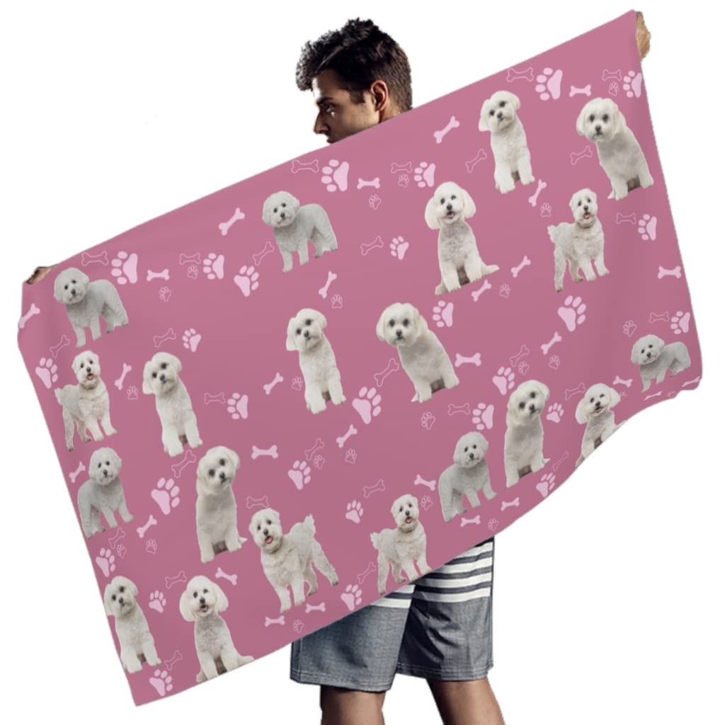 Beach Towel Bichon Frise Beach Towels Oversized Clearance Women Men Large Swim Towels Microfiber Fast Quick Dry Towels Blanket for Outdoor Travel Swim Pool Camping Sand Free Sand White 59x30 inch