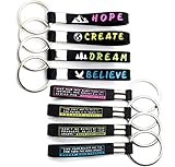 (12-Pack) Inspirational Quote Keychains - Dream, Believe, Hope, Create - Wholesale Key Chains in Bulk for Party Favors, Backpack Accessories, Giveaway Items Gifts for Adults Men Women Teen Boys Girls