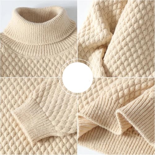 Men's High Collar Sweater Casual Slim Fit Warm Knit Pullover Korean Style Winter Jumper3