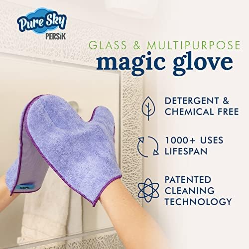 persik Pure-Sky Ultra Microfiber Cleaning Glove – JUST ADD Water No Detergents Needed - 2-in1, Combination for Glass and Multipurpose – Streak Free Magic Window Polishing Glove - Removes Stains, Dust - Thumbnail 5