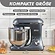 Kitchen in the box Küchenmaschine, 7,5 L Knetmaschine 1400 W, 6 Geschwindigkeits Teigmaschine mit Rührhaken, Knethaken, Schneebesen, Grau