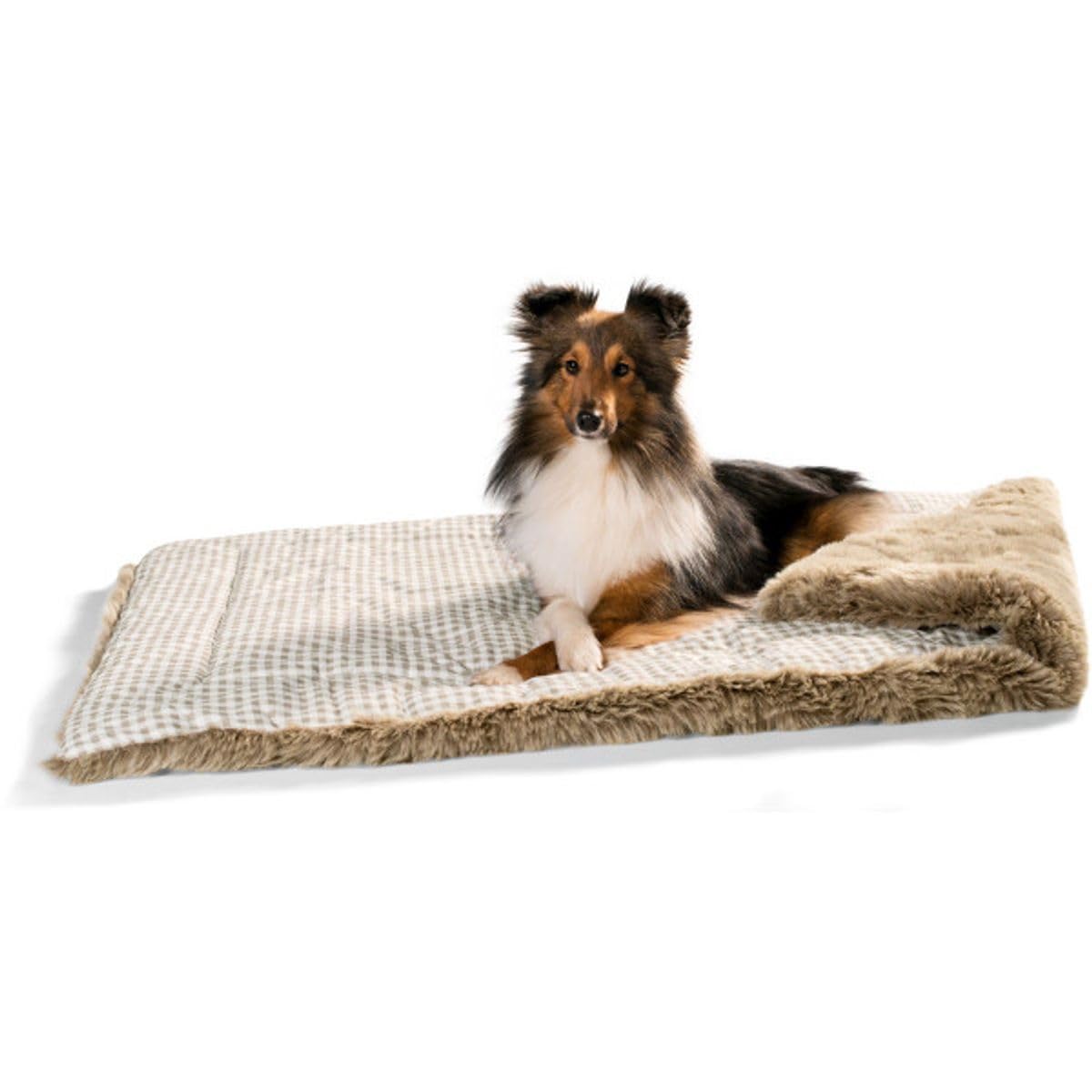 HUNTER Hundedecke ASTANA, kuschelige Hundedecke im Karo-Design, ideal als Einlage für Hundebetten oder Möbel, pflegeleicht & bei 30°C waschbar, Farbe: braun