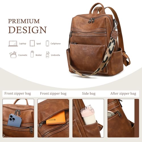Image of AGLOD Leather Backpack Purse for Women Designer Ladies Shoulder Bag Fashion Faux Work Travel Handbags