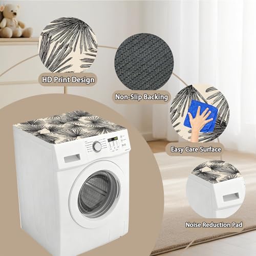 Image of Washer Dryer Top Cover Mat, Non-Slip Laundry Room Decor, Laundry Room Kitchen Appliance Decor Protector Universal 23.6 inchx19.7 inch (Leaf 2)