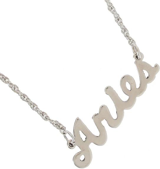 Silver Tone Script Zodiac Sign