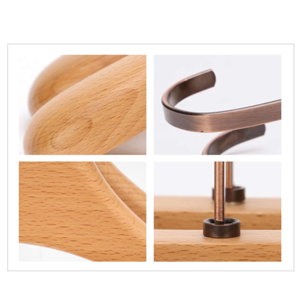 Grucce in legno di faggio premium, grucce for pantaloni con gancio girevole a 360 gradi con 2 clip antiruggine regolabili, for camicie, vestiti o pantaloni, grucce for pantaloni, set di 3/8787(Skirt H