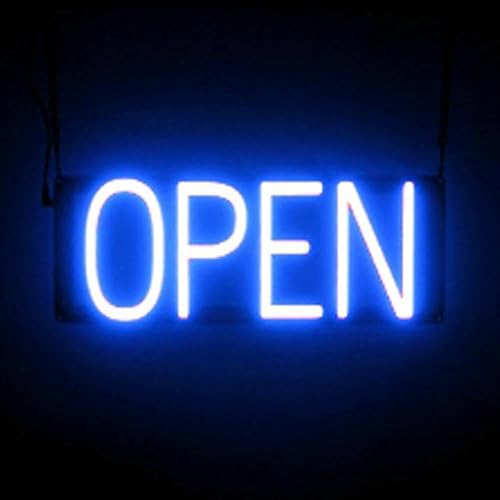 Miniatura 1 de Letreros LED abiertos para negocios, pequeño letrero abierto extra brillante con apariencia de neón abierto y fuente de luz LED. 8 emocionantes