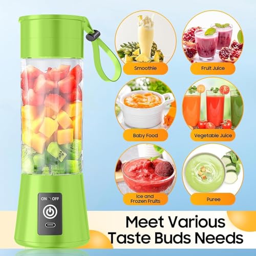 Image of Portable Juicer Blender with 6-Blade, USB Rechargeable, Personal Smoothie Maker, Protein Shake Mixer, Built-In Bottle, for Home, Travel and Gym