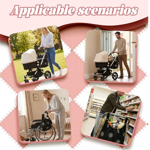 Kinderwagennetz Organizer Tasche Rückseite Buggys Universal Einkaufsnetz Sportwagen Netzbeutel Einkaufswagen Netztasche Schwarz Rollstuhl Wickelflaschen Aufbewahrungstasche