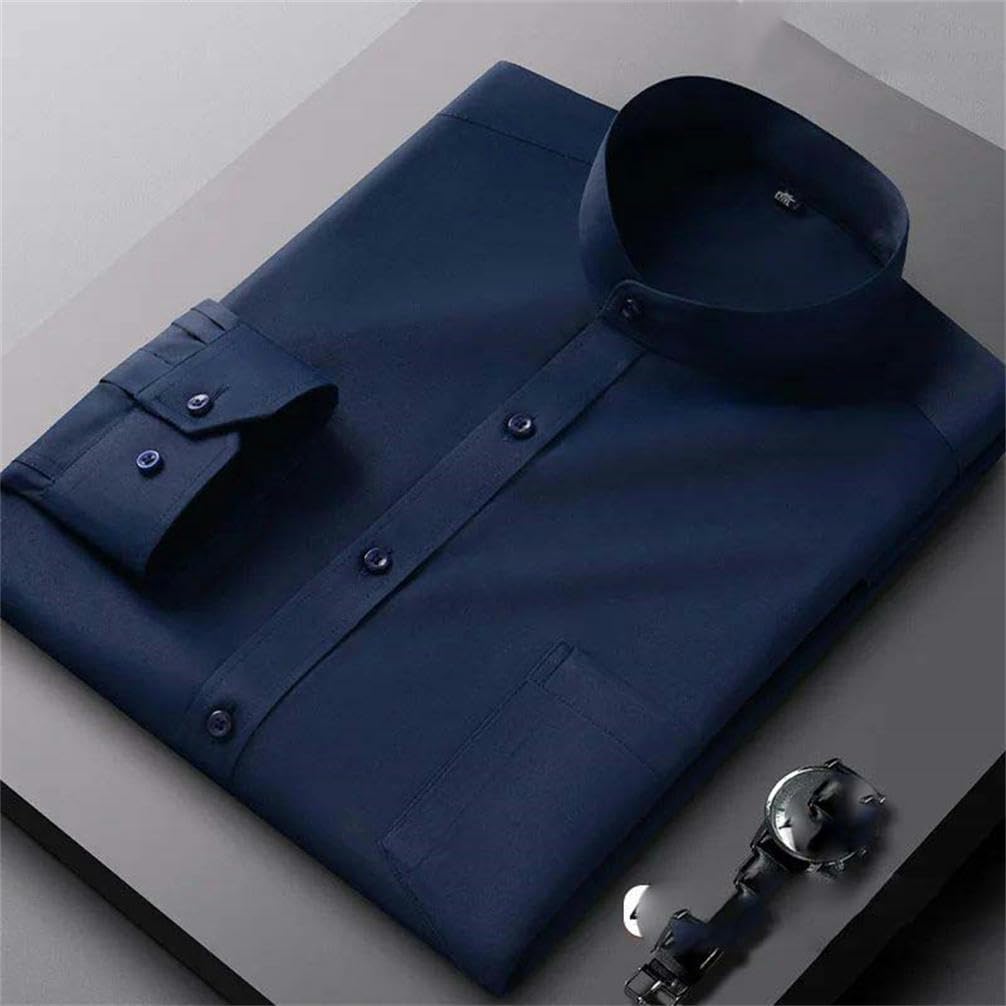 Lapel Shirt Men's Long-Sleeved Chinese Style Tang Suit Breathable Anti-Wrinkle Business Casual Business Suit Shirt