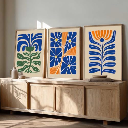 Image of kotart Boho Art Home Decoration Paintings With Frame For Living Room Bed Room Hotel Wall Decor Digital Reprint Set of 3 (19X25 inch)