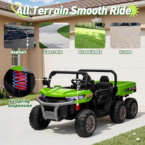 Image of JOYRACER 24V XL 2 Seater Ride on Dump Truck, 7AH Battery Powered Golf Cart for Kids w /800W Powerful Motors, Remote Control, Detachable Awning, Dump Bed & Shovel, Electric Kids UTV for Boy Girl
