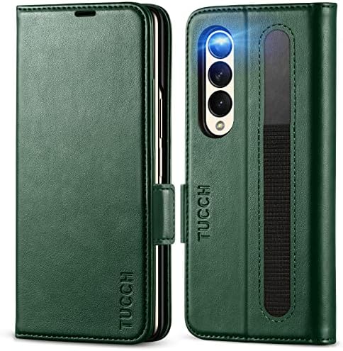 TUCCH Case for Galaxy Z Fold 4 (7.6") 2022 5G, PU Leather Wallet Cover with S Pen Holder[RFID Blocking][Kickstand][Card Slot][Durable PC Shell], Protective Folio Compatible with Galaxy Z Fold4, Black