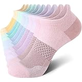 CS CELERSPORT 5 Pairs Women's Ankle Running Socks Cushioned Athletic Sport Socks with Tab, Macaron, Medium