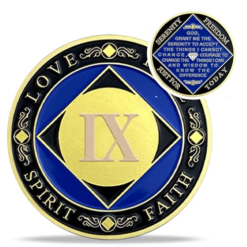 9 Year NA Medallions - Recovery Narcotics Anonymous Chips - Nine Year Living Clean Sobriety Coin - (Years 1-30) Journey Celebrate Recovery Addicts - Narcotics Anonymous Gifts for Men Women