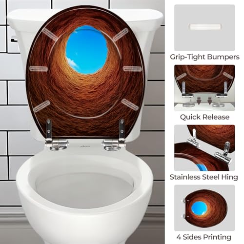 Tapa de WC de resina redonda azul cielo con liberación rápida fácil de limpiar 7