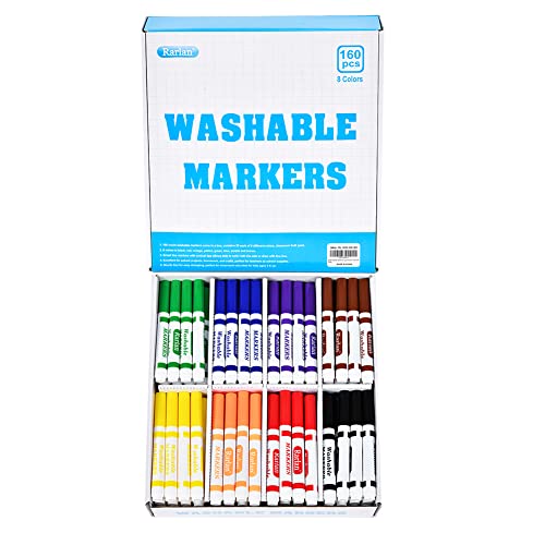 Image of Rarlan Washable Markers Bulk for Kids, Bulk pack, 8 Colors, 160 Count | Broad Line Conical Tip Coloring Markers, Classroom Must Have, School Supplies, Art Supplies & Back to School