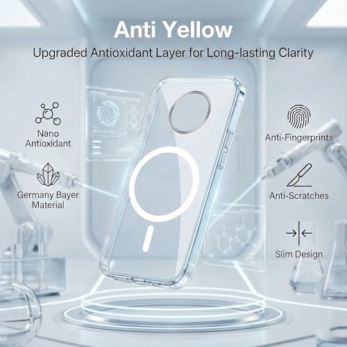 Image of Jkobi Lifetime Anti-Yellow MagSafe Compatible Clear Back Cover Case for OnePlus 7T (Sleek Hard Crystal | Shockproof and Camera Protection)