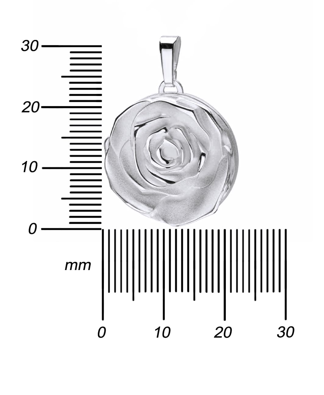 Medaillon Rose 925 Silber runder Amulett Anhänger für 1 Bild zum Öffnen für Damen mit Schmuck-Etui