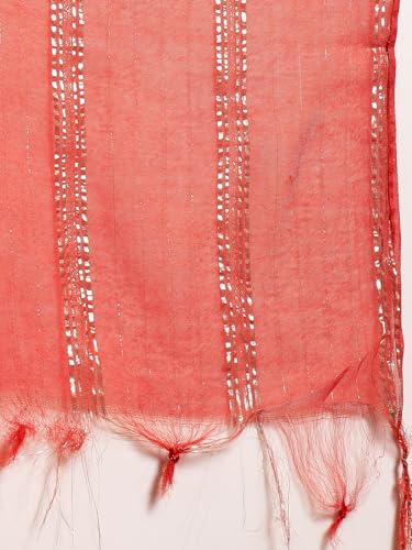 Image of Stylum Women's Solid & Embroidered Crepe A-Line Kurta with Dupatta