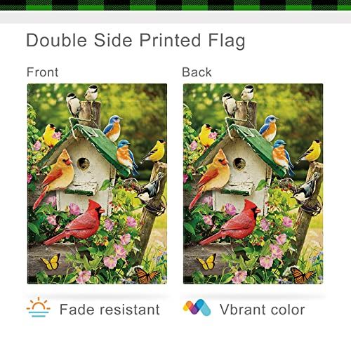 Cmegke Spring Cardinals Garden Flag, Spring Summer Cardinals Floral Flags, Spring Summer Flags Spring Summer Red Yellow Birds Flowers Rustic Vertical Double Sided Burlap Holiday Party Farmhouse Yard Home Outside Decorations 12.5 X 18 In #TOP4