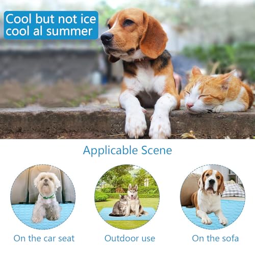 YXHZVON Haustier Kühlmatte, Waschbares Hundematte, Sommer Kühlkissen für Hunde, Selbst Kühlende Hundematte für Zuhause Unterwegs oder im Auto, 62 x 50 cm, M, Blau