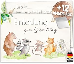 Olgs Waldtiere Einladungskarten 12er Set Kindergeburtstag