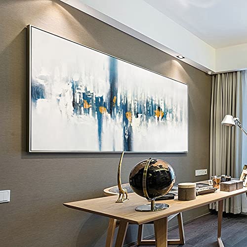 Yzbedset Nordic Simple Design Picture Blue Building Hand Made Oil Painting On Canvas Art Paintings On The Wall For Living Room Bedroom Office Hallway Hotel And Dining Room,20X40Inch No Frame #TOP2