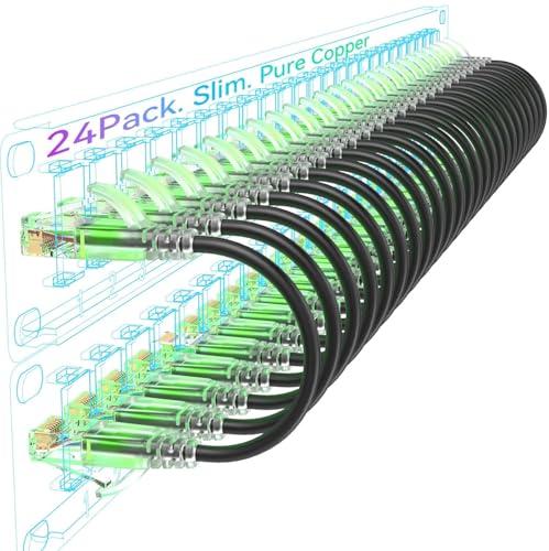 Image of Cat6 Slim 0.5ft (24 Pack) Ethernet Patch Cable - 10G 550MHZ, 24AWG, Black