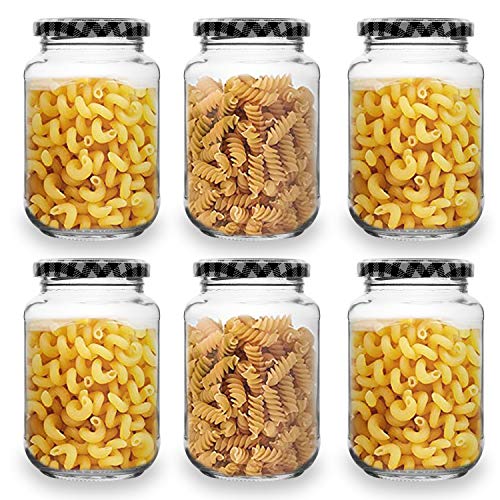 Image of Croco Glass Jar Round Shape Storage Glass Jar (Black Check Set Of 12, 500ml)