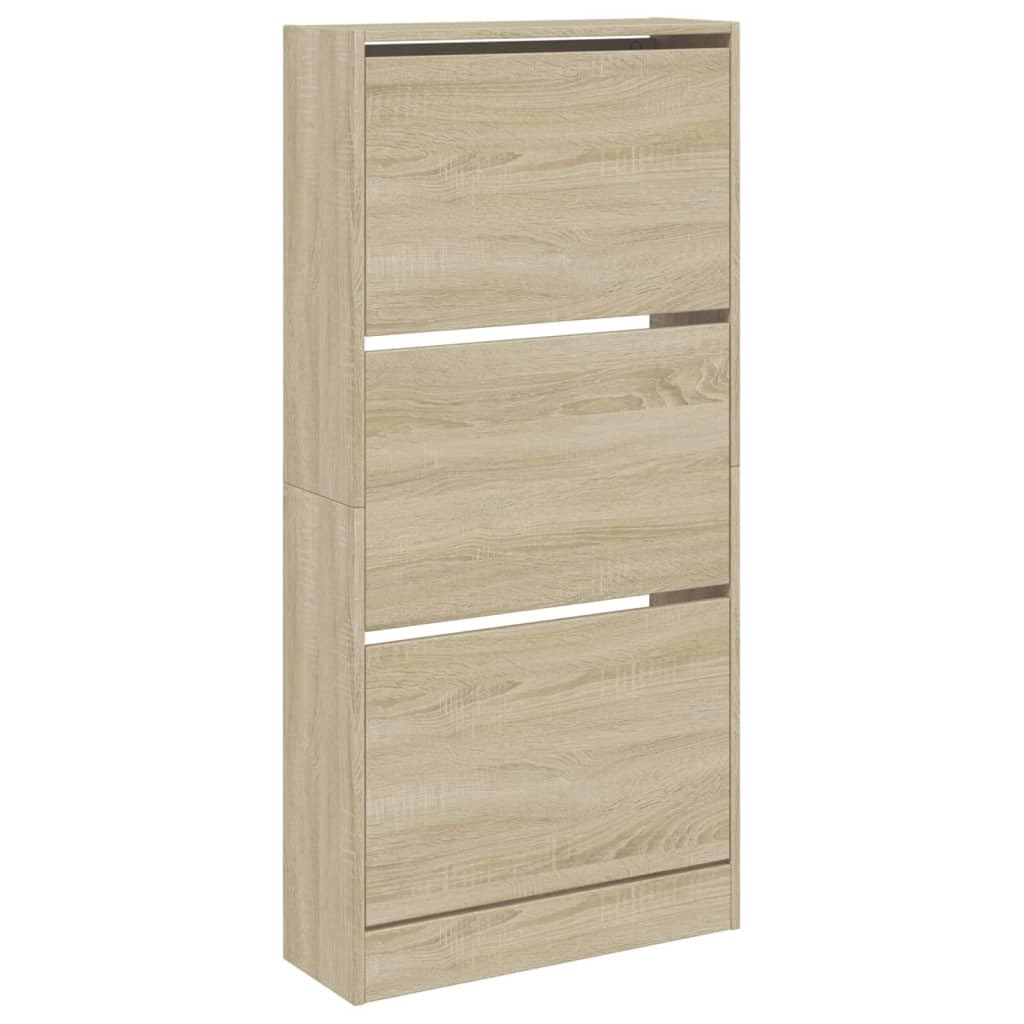 Zapatero de roble de 60 x 21 x 125 5 cm de madera de ingeniería nizador de almacenamiento de zapatos estante de almacenamiento de calzado muebles de pasillo para el hogar