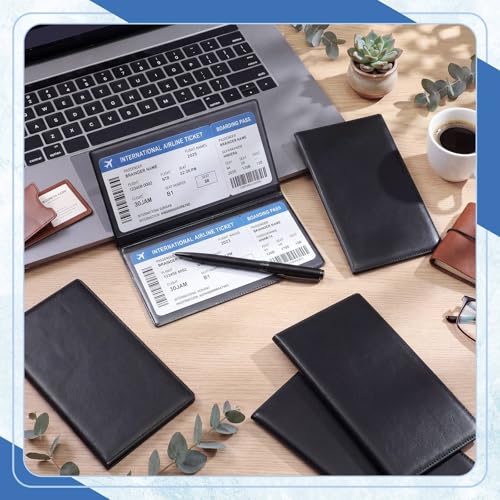 Image of Geyoga 6 Pcs Vinyl Checkbook Cover Personal Top Tear Checkbook Cover Holder Vinyl Check Holder for Men Women (Black)