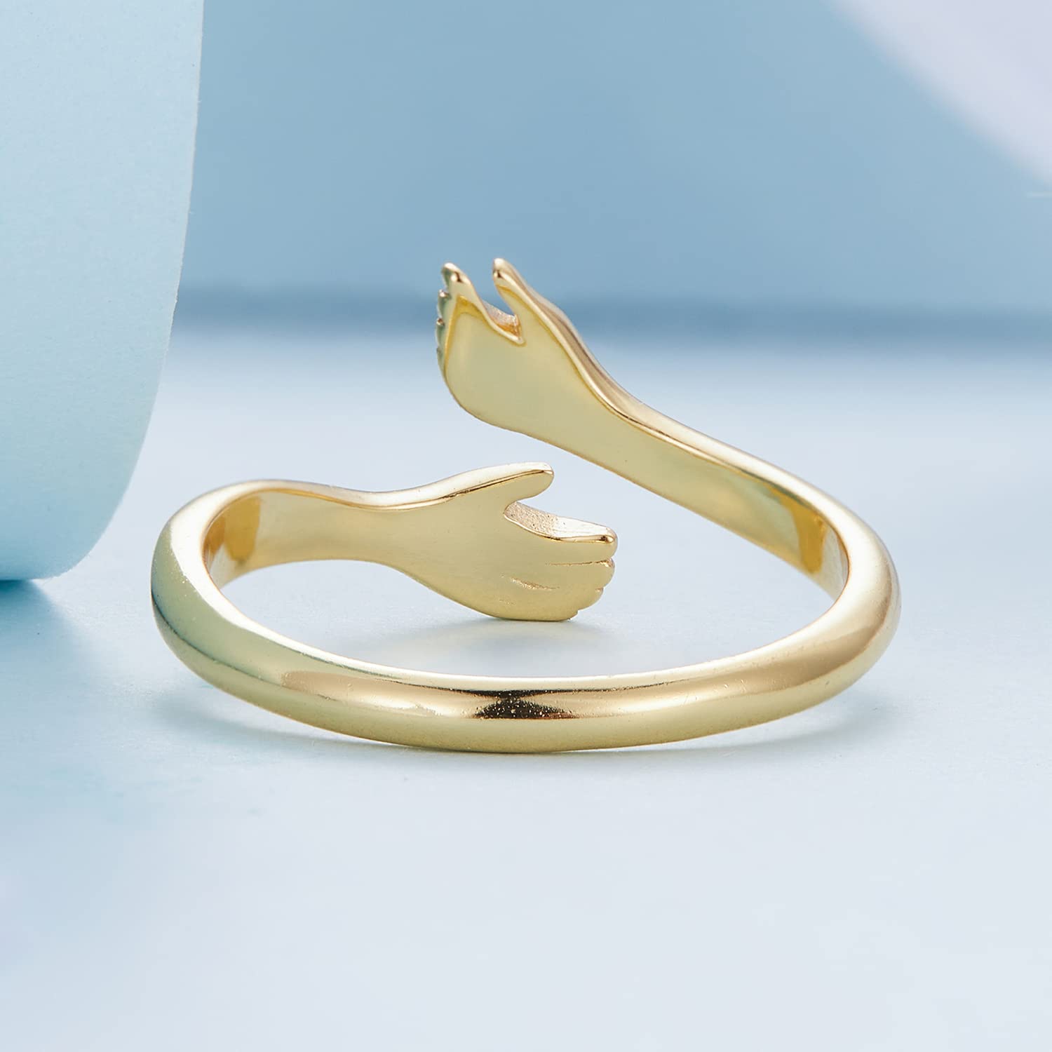ShiYu Anillos para niñas Plata 925 Chapado en oro amarillo Anillo de abrazo Regalo de cumpleaños