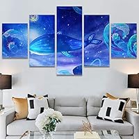 SIGNWIN 5 Panel Canvas Wall Art Modern Art Decorative Elements Fun Illustration Illustrations Kids Multicolor for Home Decorations Ready to Hang - 60