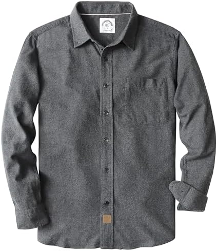 Dubinik® 6 oz Flanellhemd Herren Kariert Button Down Baumwolle Draußen | Freizeit-Shirt, Flanellhemden Herren Langarm, Western Fleece Shirts, Freizeithemd Normale Passform, Weich,R