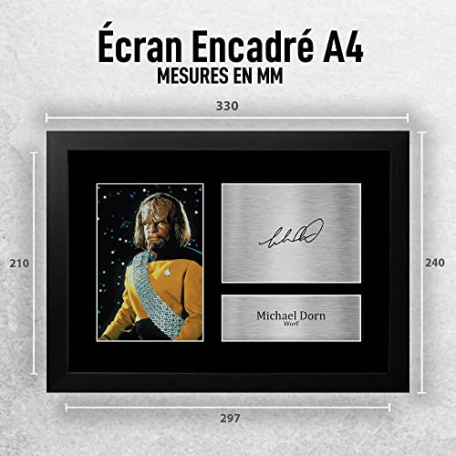 Autographe Michael Dorn Star Trek portrait Worf imprimé sous cadre A4