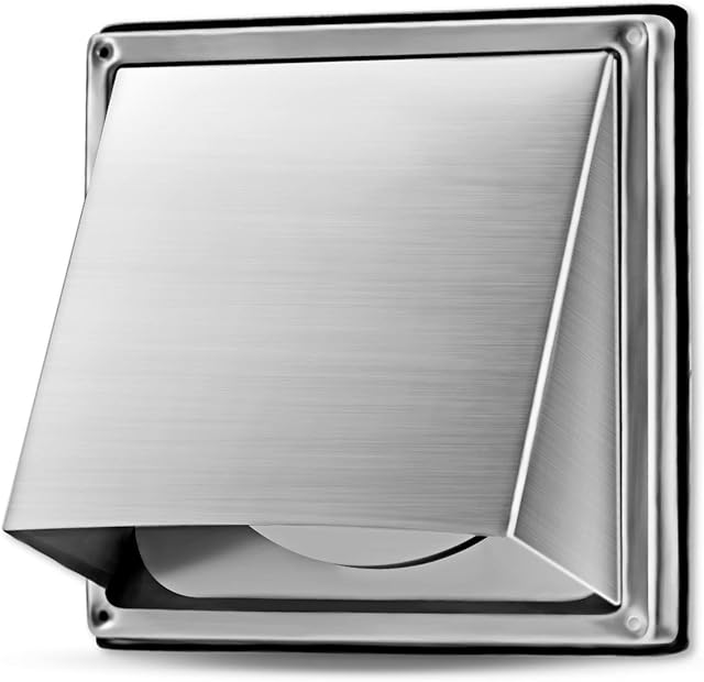 WeCooper Cowled External Air Vent Covers 150mm6 inch 304 Stainless Steel Grille with Backdraft ShutterWalls Extractor Fan Vent Weatherproof