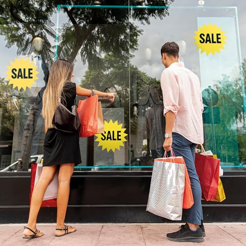 Werbe-Fensteraufkleber, 3 Stück, leuchtend gelbes Sternen-Design, je 300 mm, ideal für saisonale Kampagnen und Einzelhandelsdisplays