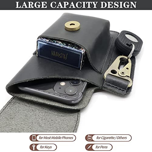 Suohu Leather Phone Holster With Belt Clip, Flip Belt Phone Case With Magnetic Closure For Iphone 14/13 Pro Max, Cell Phone Belt Holder For S22 Plus, Universal Leather Phone Pouch Cases (Black) #TOP6
