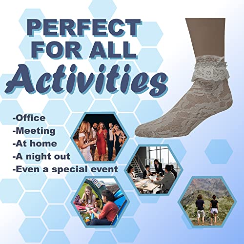 Image of EMEM Apparel Women's Lace Anklet Socks with Ruffle