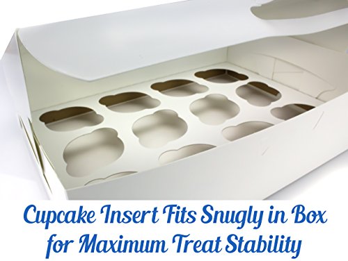 Pro-Quality Bakery Boxes For Cupcakes With Display Window And Cupcake Inserts 12 Pack. Each Recyclable, Bright White Box Displays 1 Dozen Cup Cakes. Ready To Customize For Your Fundraiser Or Bake Sale #TOP4