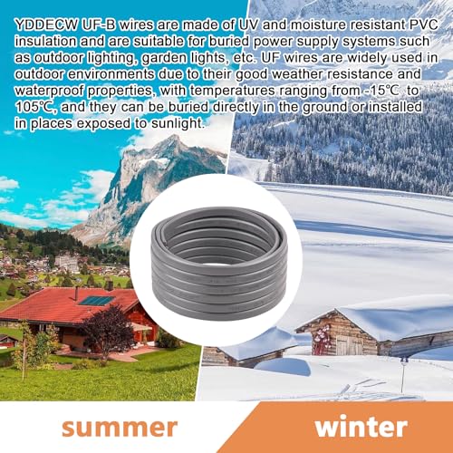 Image of 10 /2 UF-B Wire - 15FT 100% Pure Copper 10AWG 2 Connector Direct Burial Electrical Cable for Underground Feeder Wet or Corrosive Locations Indoor & Outdoor etc