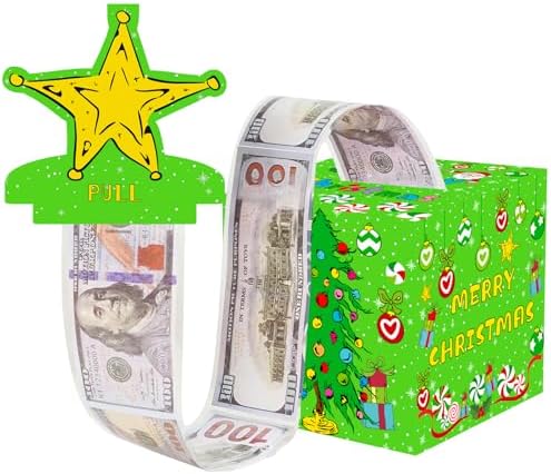 Christmas Money Box – Money Box for Cash Gift Pull, DIY Cash Gift Box with Transparent Money Bags, Secret Santa Gift, Stocking Stuffer, Fun Xmas Gift Box