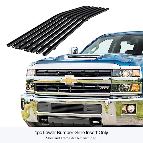 Image of APS Compatible with Chevy Silverado 2500 HD 3500 HD 2015-2019 Lower Bumper Black Billet Front Grill Grille Insert C66319H