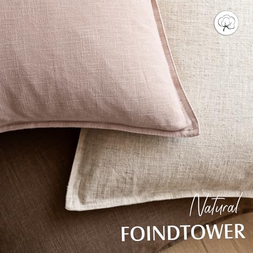 Foindtower Pack of 2, Decorative Linen Solid Throw Pillow Covers Soft Accent Cushion Case Boho Farmhouse Pillowcase for Chair Couch Sofa Bedroom Living Room Home Decor 18 x 18 Inch Light Pink by Foindtower - Used condition - Image 4