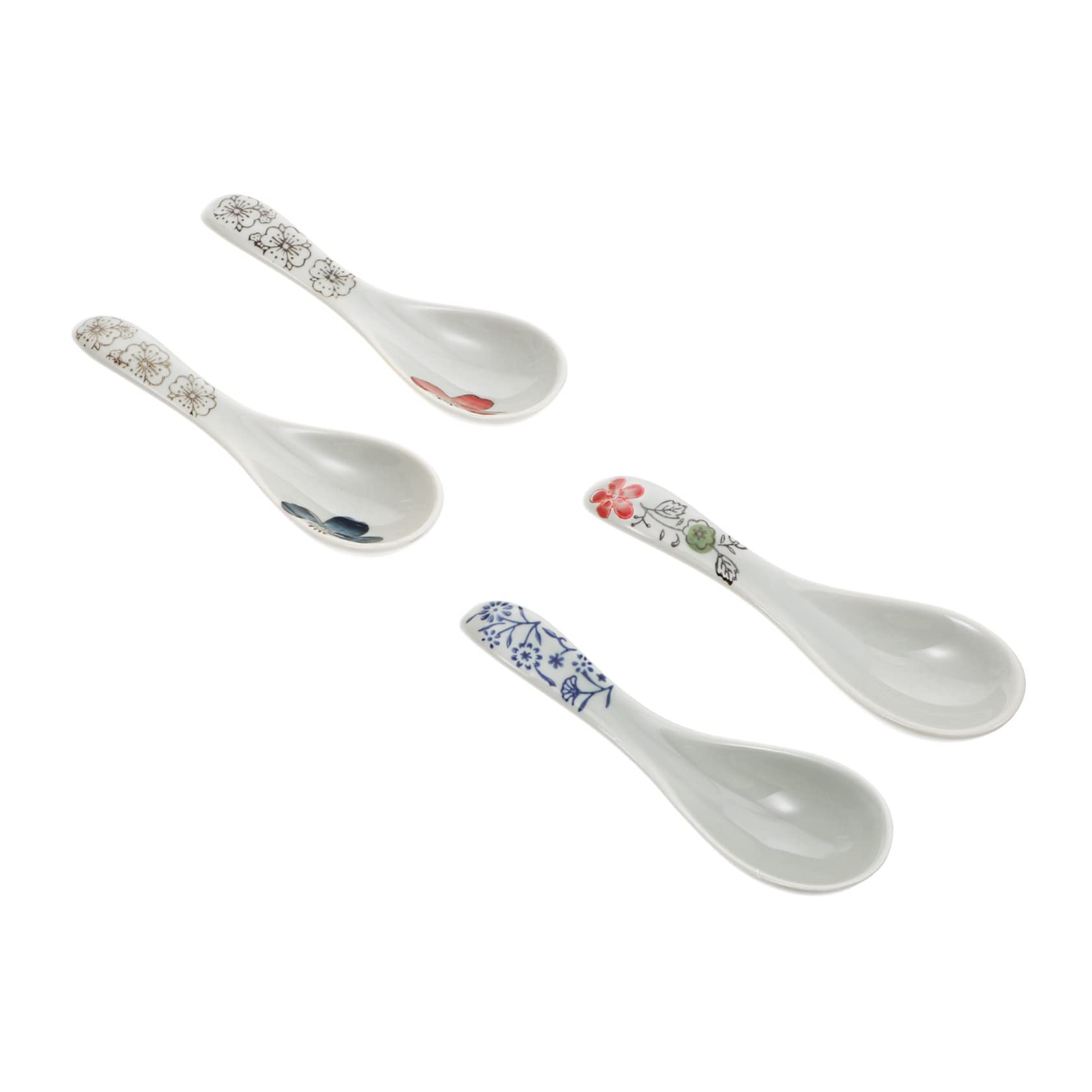 Cabilock 4 Pcs Spoon Tiny Stirring Kitchen Mini Food Small Mixing Cooking Soup Porridge Cereal Serving Scoops Portable Tableware Home Dining Ceramics
